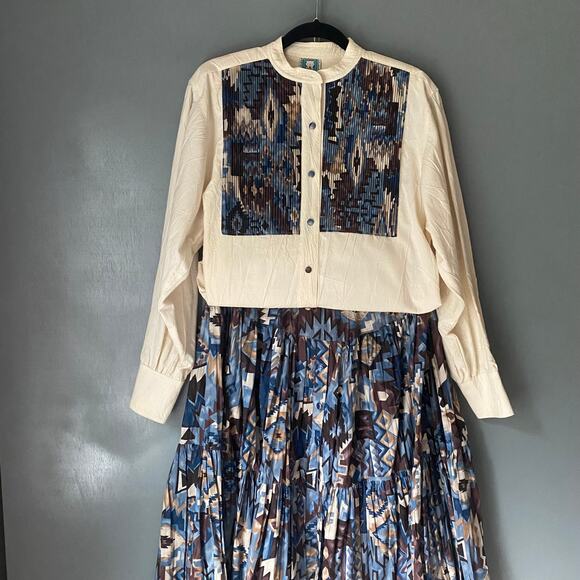 DESERT WEST Sherry Holt VINTAGE Womens L Pleated Cowboy Skirt Shirt Set 2 Piece - Picture 3 of 16